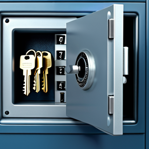 Home 19 **Image:** A digital vault or safe, overflowing with keys (representing passwords). Emphasize security and organization. Bitwarden logo subtly present. Color palette: Cool blues and silvers. Style: Clean, modern, slightly futuristic.