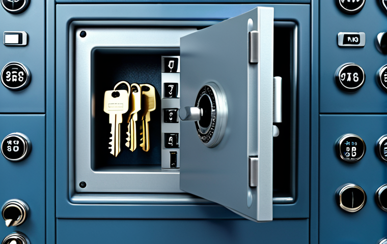 **Image:** A digital vault or safe, overflowing with keys (representing passwords). Emphasize security and organization. Bitwarden logo subtly present. Color palette: Cool blues and silvers. Style: Clean, modern, slightly futuristic.